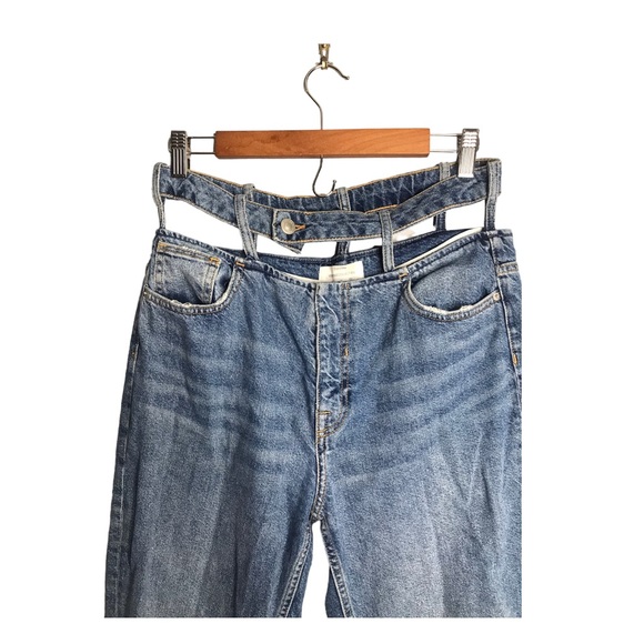 Bershka | High rise cut out waist denim jeans straight leg jeans - Picture 1 of 11